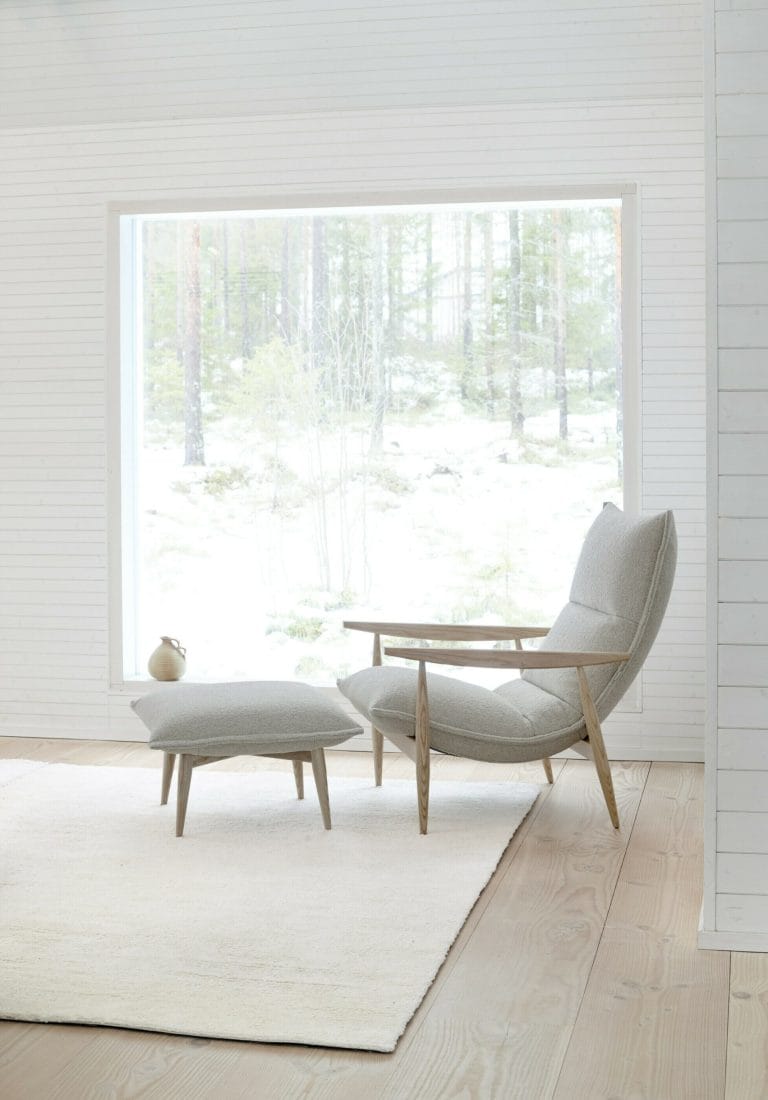 tao lenestol skandinavisk design japandi høy rygg adea bege interiør